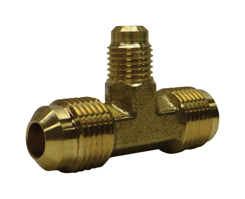 JMF COMPANY, JMF 3/8 in. Flare x 3/8 in. Dia. Flare Yellow Brass Reducing Tee (Pack of 3)