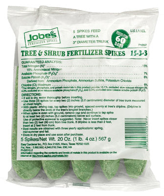 Jobes, Jobes 2010 Tree & Shrub Fertilizer Spikes 15-3-3 5 Pack