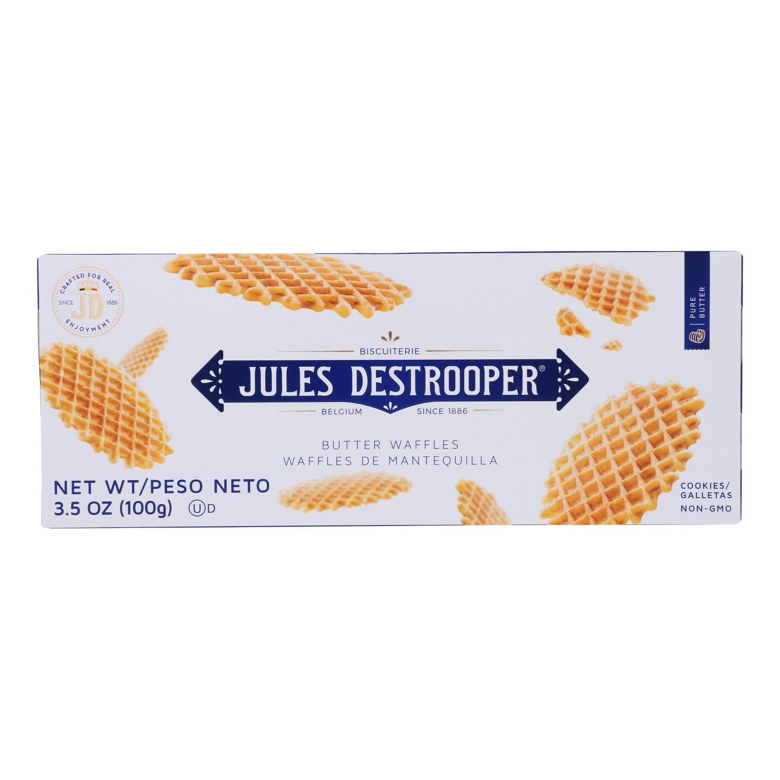 Jules Destrooper, Jules Destrooper - Cookies - Butter Waffles - 3.52 oz. (Pack of 12)