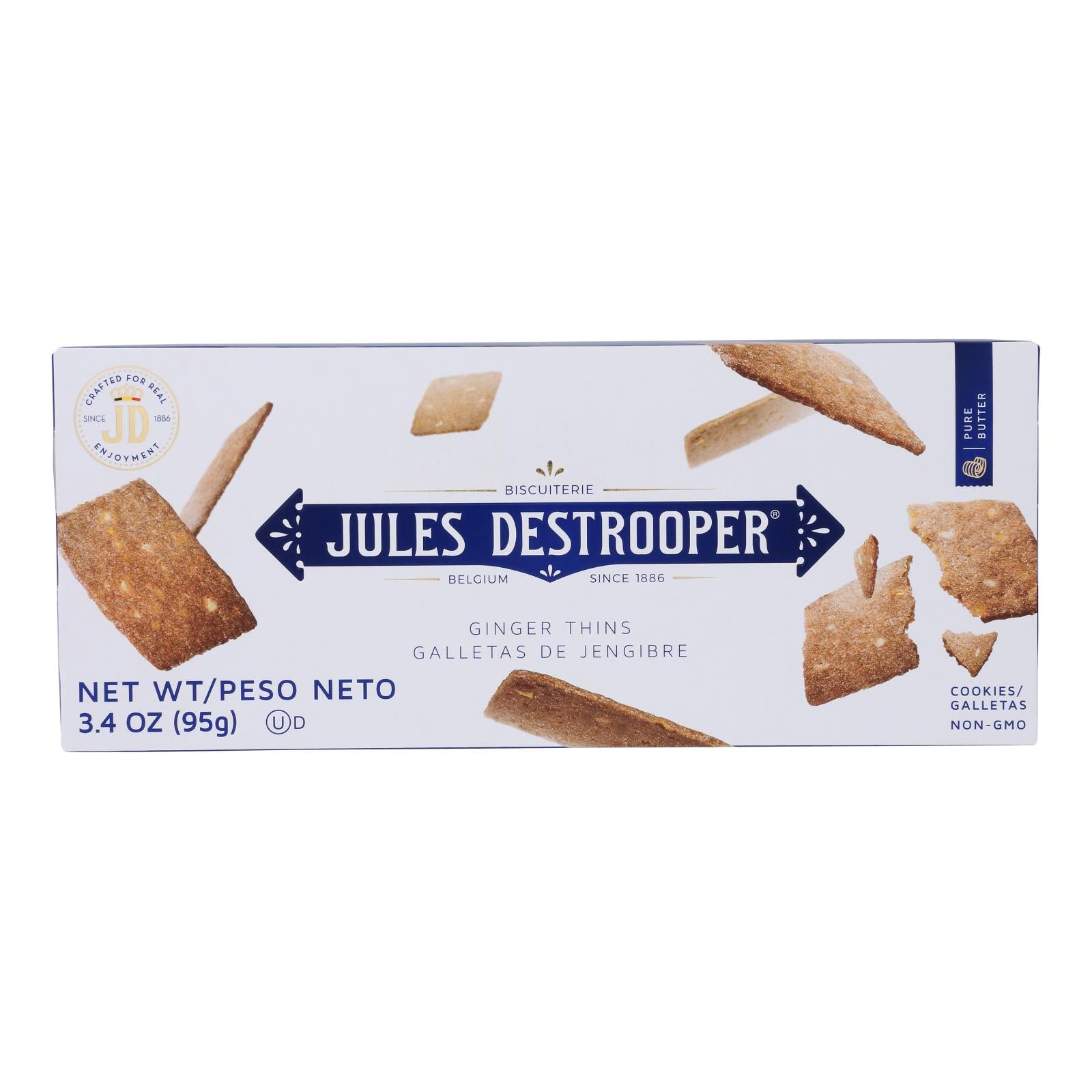 Jules Destrooper, Jules Destrooper - Cookies - Ginger Thins - Case of 12 - 3.35 oz. (Pack of 12)
