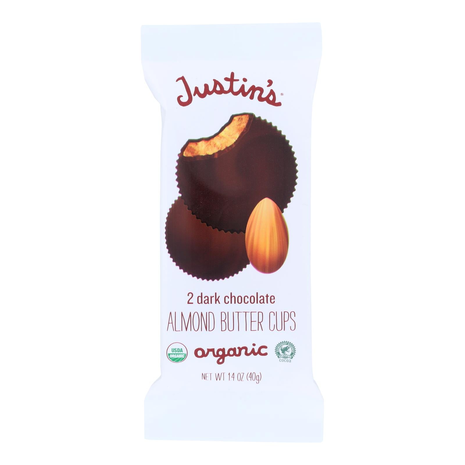 Justin'S Nut Butter, Justin's Nut Butter Almond Butter Cups - Dark Chocolate - Case of 12 - 1.4 oz. (Pack of 12)