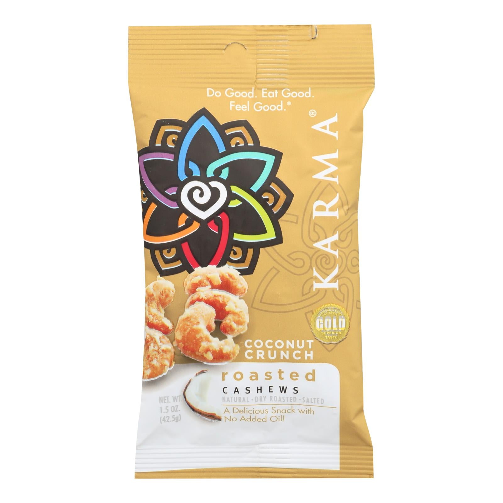 Karma Nuts, Karma Coconut Crunch Roasted Cashews  - Case of 12 - 1.5 OZ (Pack of 12)