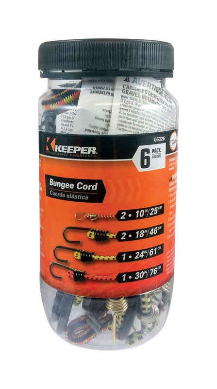 HAMPTON PRODUCTS INTERNATIONAL CORP, Keeper Assorted Bungee Cord Set 24 in. L X 0.374 in. 6 pk
