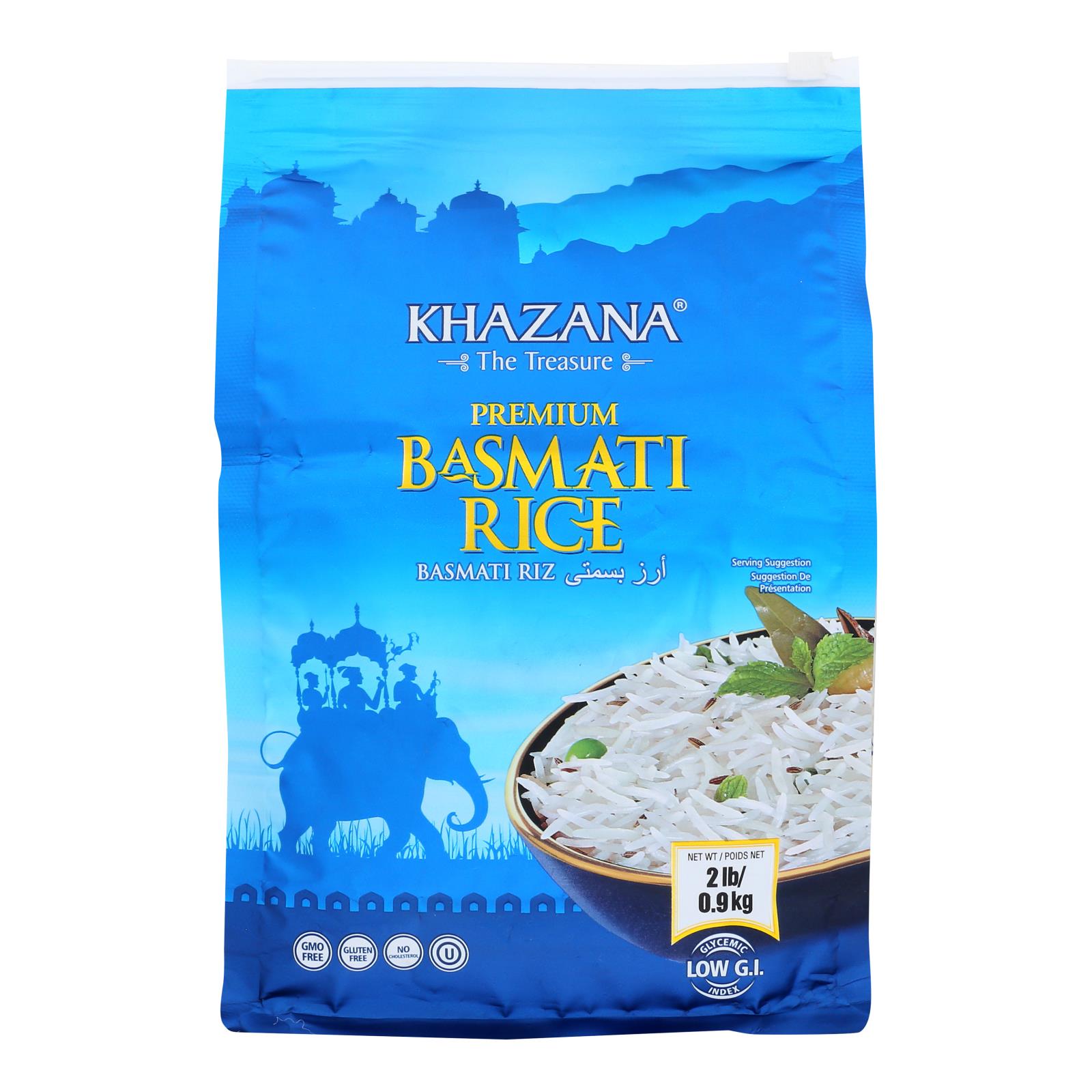 Khazana, Khazana - Rice Premium Basmati - Case of 6 - 2 LB (Pack of 6)