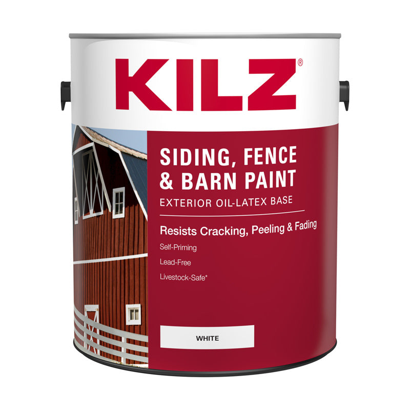 MASTERCHEM INDUSTRIES, Kilz White Oil/Water-Based Latex Siding, Fence and Barn Paint Outdoor 1 gal. (Pack of 4)