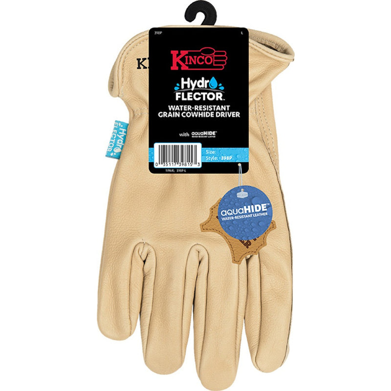 KINCO LLC, Kinco Hydroflector Men's Indoor/Outdoor Premium Grain Driver Gloves Tan L 1 pair