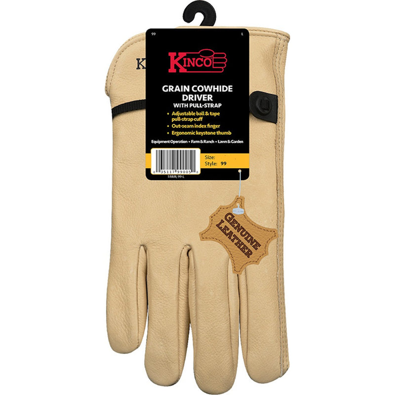 KINCO LLC, Kinco Men's Indoor/Outdoor Full Grain Driver Gloves Tan M 1 pair